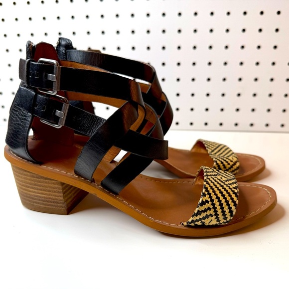 Madewell Shoes - Madewell Lora Woven Strappy Block Heel Leather Heel Ankle Sandals, Size 7.5